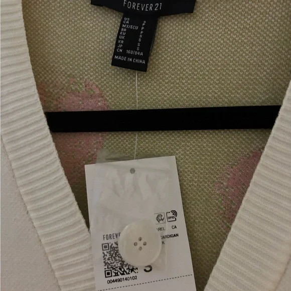 Forever 21 White Cardigan with Pink Strawberry Pattern - Picture 2 of 2